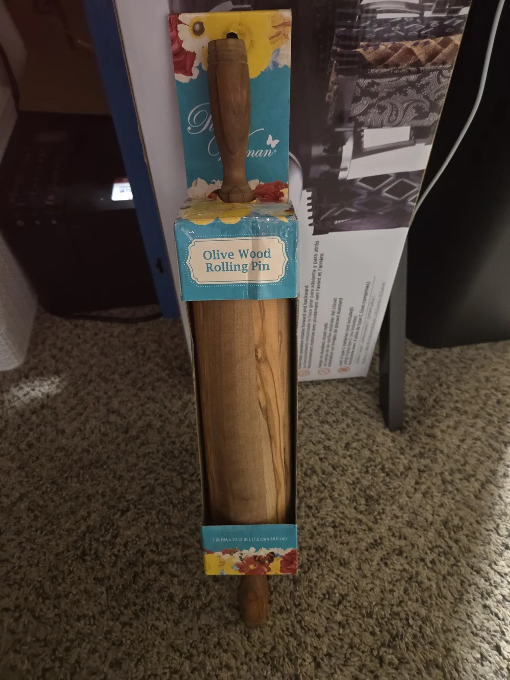 The Pioneer Woman Floral & Teal Baking Rolling Pin Packaging